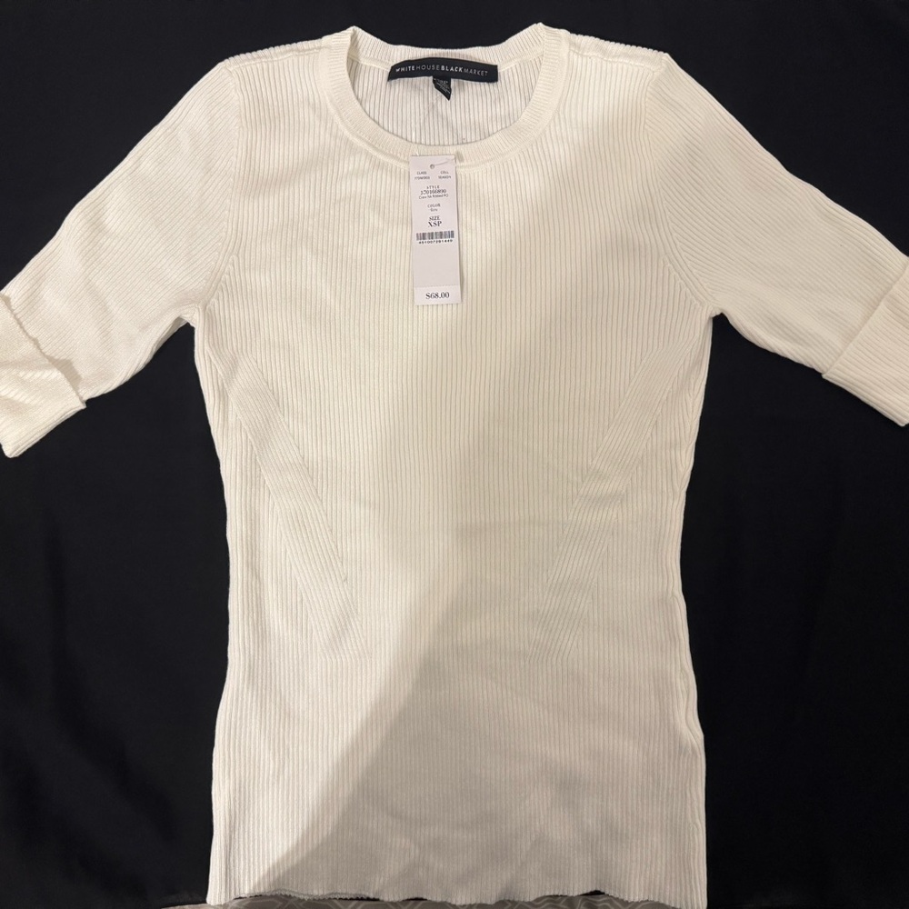 White Ribbed Knit Top Size XSP